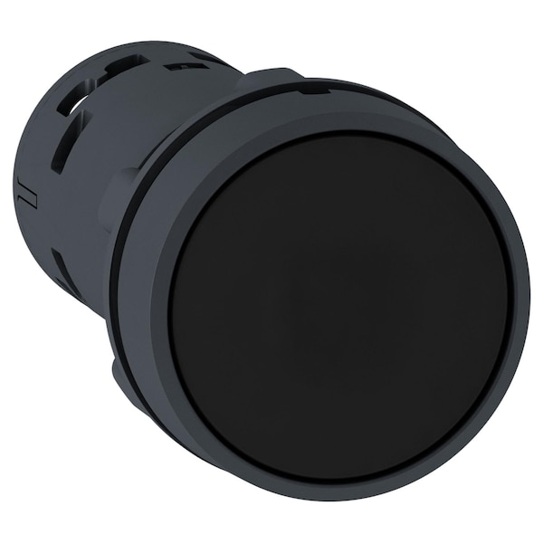 Botón pulsador Schneider Electric, Harmony XB7, negro redondo empotrado, 22mm, retorno por resorte, 2NO, sin marcar - XB7NA23