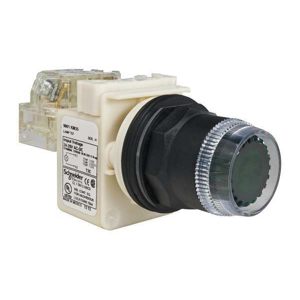 Botón pulsador iluminado Schneider Electric, 30 mm, SPDT, verde - 9001SK1L35GH13