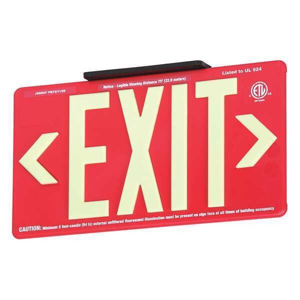 Zoro Select Exit Sign, Plastic, 15-7/8" W, 8-5/8" H, Exit (Double Arrows), Red - 75-7070-B