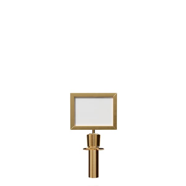 Montour Line Post and Rope Stanchion Sign Frame 8.5 x 11 in. H Satin Brass Steel - HDSF-8511-H-SB-NOCLA