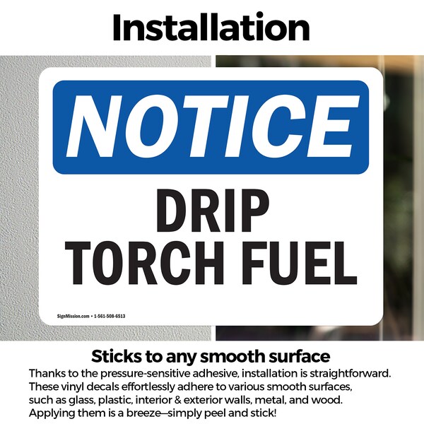 Signmission Drip Torch Fuel, 7 in W x Rectangle, Vinyl Decal - OS-2PACK-NS-D-57-L-11551