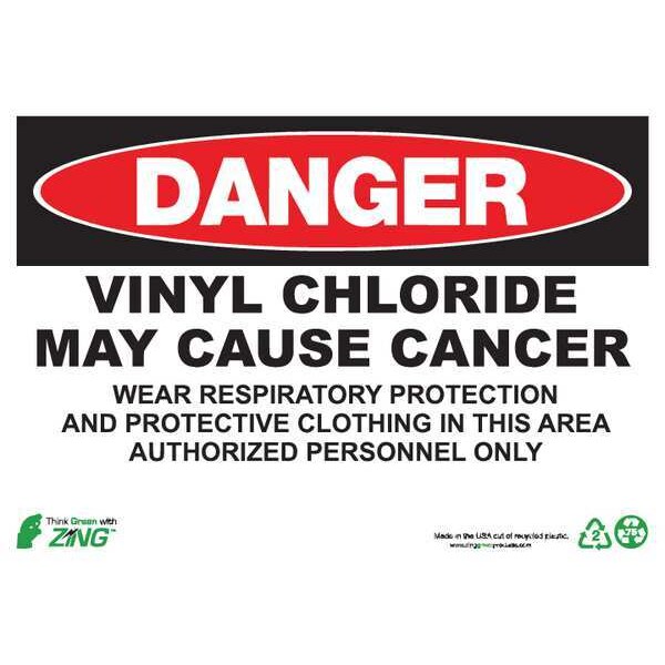 Zing Danger Sign, 10 in H, 14 in W, Plastic, Rectangle, English, 2673S - 2673S