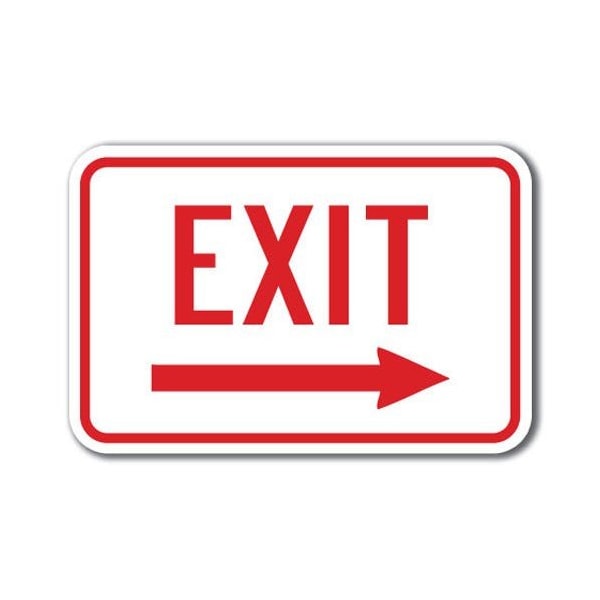 Signmission Safety Sign, 12 in Height, Aluminum, 18 in Length, Enter-Exit Signs -Exit w right - A-1218 ENTER-EXIT SIGNS -EXIT W RIGHT