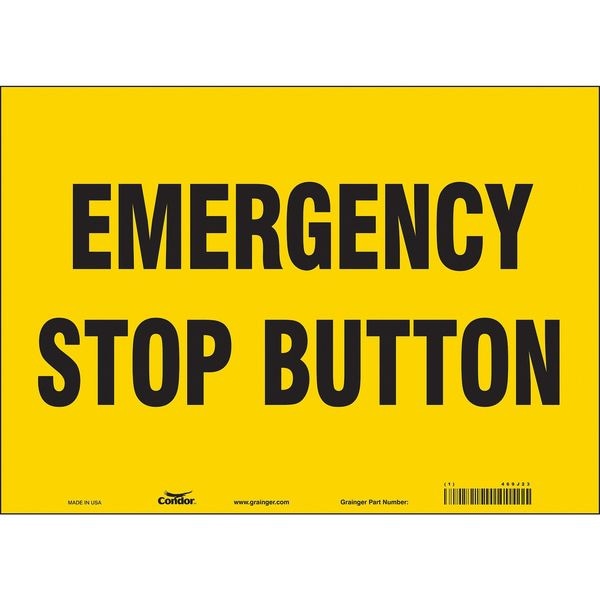 Condor EMERGENCY STOP BUTTON, 14 in W x 10 in H, Horizontal Rectangle, Vinyl, 469J23 - 469J23