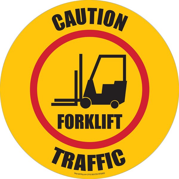Superior Mark Floor Sign, Rubber, Caution Forklift Traffic, 17.5in - RFS0602