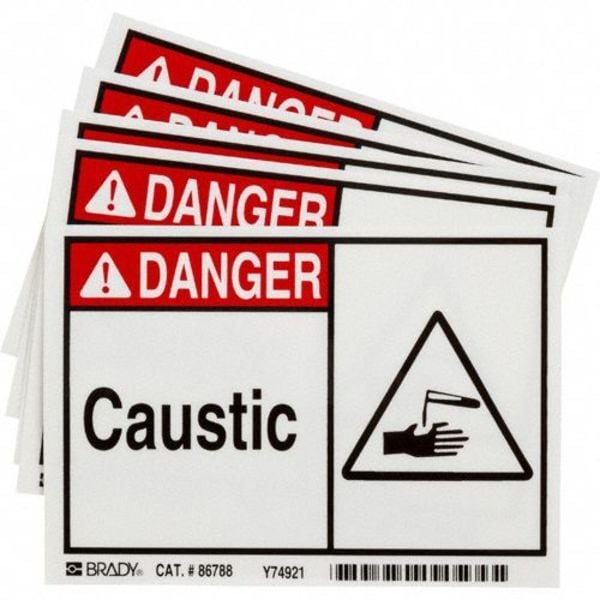 Brady Danger Label, 3 1/2 in H, 5 in W, Polyester, Horizontal Rectangle, English, 86788 - 86788