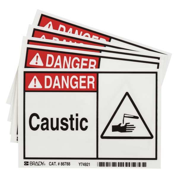 Brady Danger Label, 3 1/2 in H, 5 in W, Polyester, Horizontal Rectangle, English, 86788 - 86788