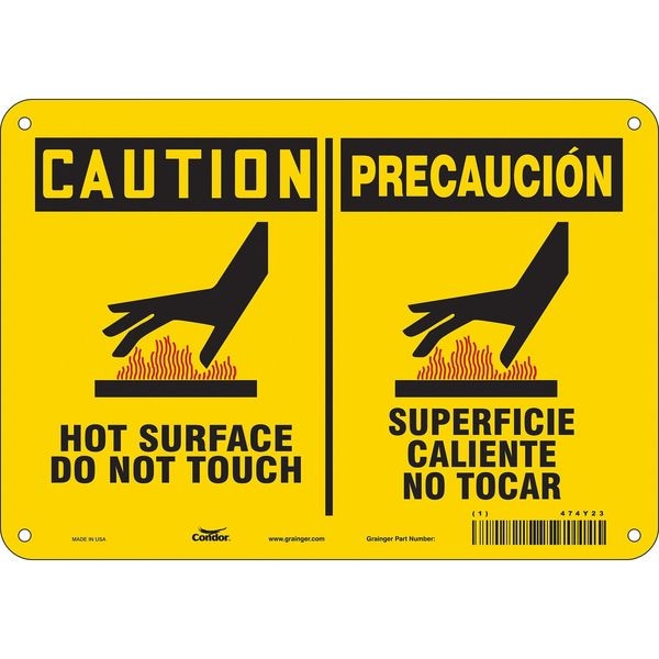 Condor Danger Sign, 7 in H, 10 in W, Aluminum, Vertical Rectangle, English, Spanish, 474Y23 - 474Y23