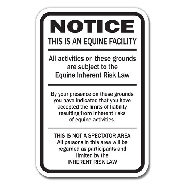 Signmission Safety Sign, 12 in Height, Aluminum, 18 in Length, Equine - Supplemental - A-1218 EQUINE - SUPPLEMENTAL
