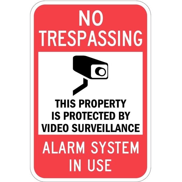 Lyle No Trespassing This Property Protected By Video, 18 in x 12 in, Aluminum, T1-1085-EG_12x18 - T1-1085-EG_12X18