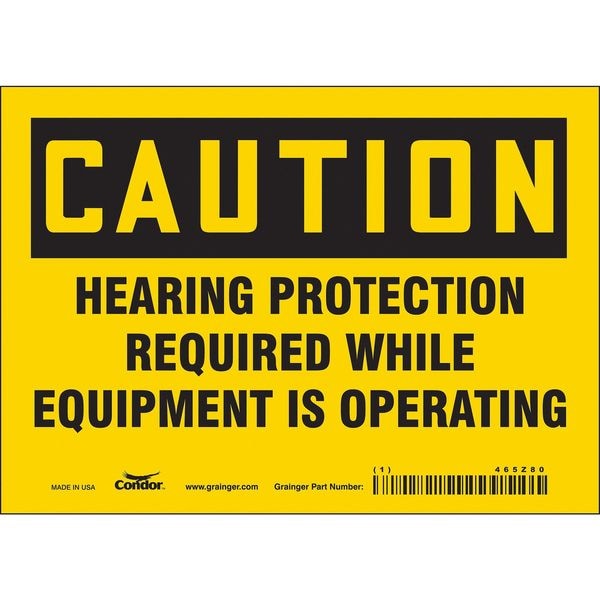 Condor Safety Sign, 5 in Height, 7 in Width, Vinyl, Horizontal Rectangle, English, 465Z80 - 465Z80