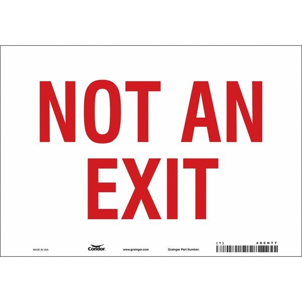 Condor Exit Sign, Vinyl, 10" W, 7" H, Not An Exit, White - 480H77