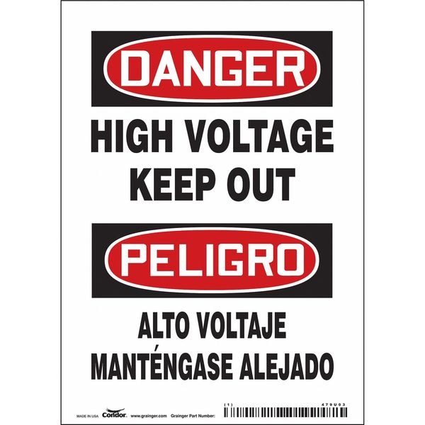 Condor Safety Sign, 5" Wx7" H, 0.004" Thickness, 479U03 - 479U03