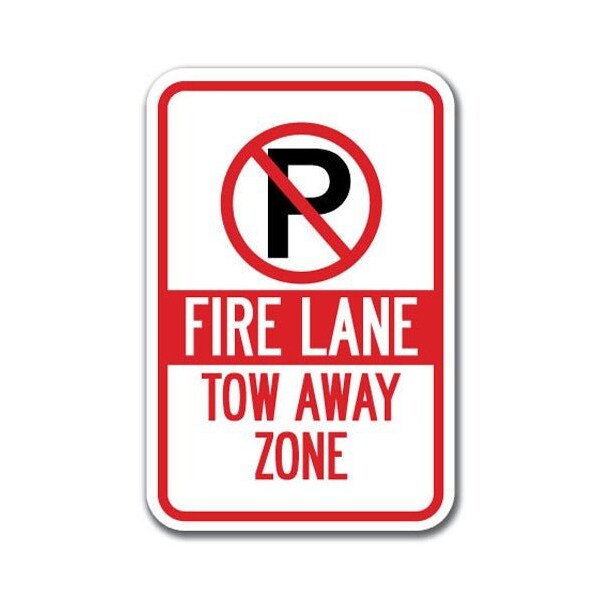 Signmission Fire Lane Tow-Away Zone with P symbol 12inx18in Heavy Aluminums, A-1218 Tow Away Parkings - F L sy - A-1218 TOW AWAY PARKING SIGNS - F L SY
