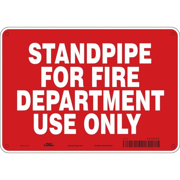 Condor SAFETY SIGN FIRE AND EMERGENCY, 7 in Height, 10 in Width, Aluminum, Vertical Rectangle, English - 469D99