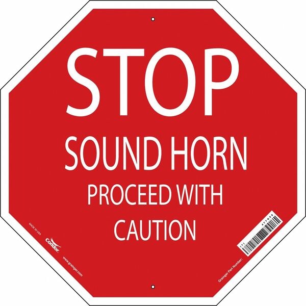 Condor No Header, Stop Sound Horn Proceed With Caution, 24" W x 24" H, Octagon, Plastic - 477G58