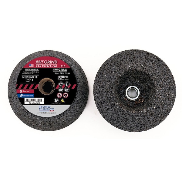 United Abrasives/Sait Cup Wheel6x2x5811ZircPK5 - 26060