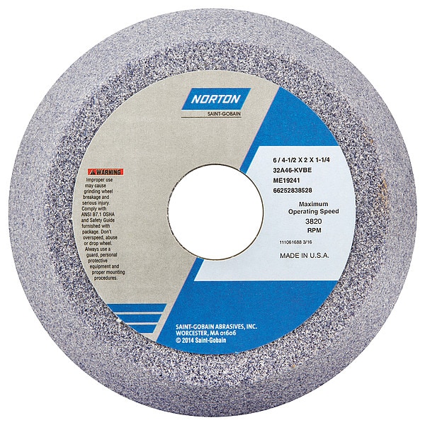Norton Abrasives Flaring Cup Wheel, 6 Diax2 Tx1.25 AH, PK5 - 66252838528