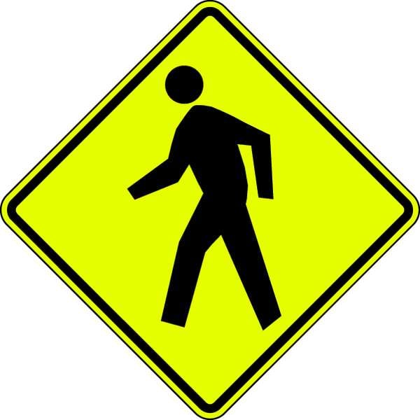 Lyle Pedestrian Crossing Pictogram Traffic Sign, 24 in H, 24 in W, Aluminum, Diamond, W11-2-24FA - W11-2-24FA