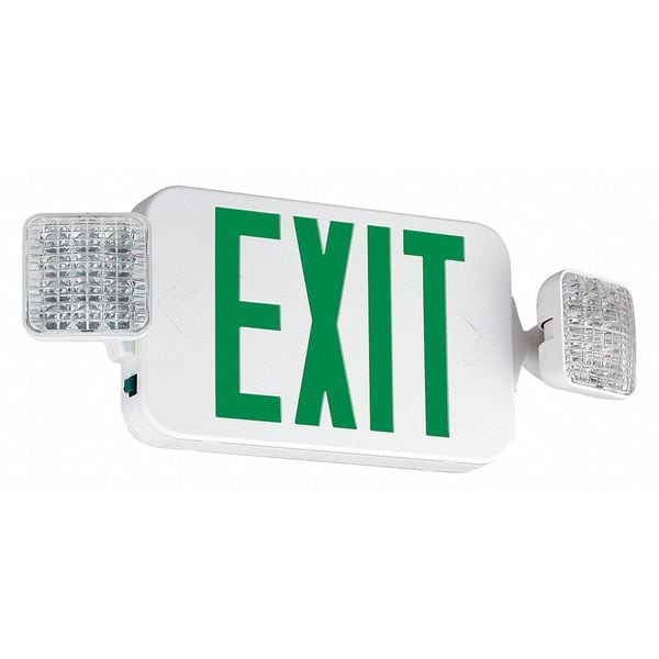 Dual-Lite Singn, Exit/Emergency, LED Green, 120/277V, CCGHOSQ - CCGHOSQ