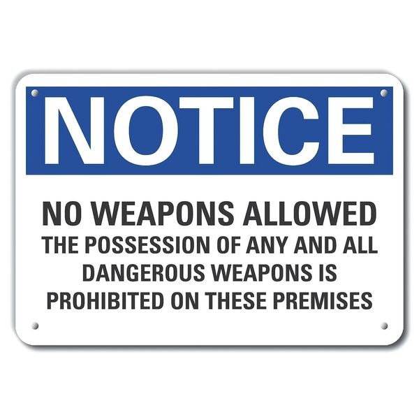 Lyle No Weapons Allowed Notice, Alumnm, 10"x7" - LCU5-0304-NA_10X7