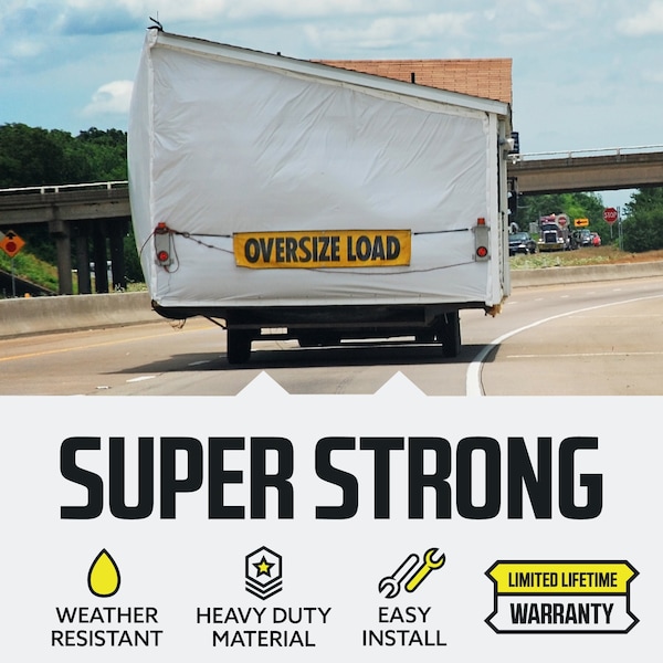 Dc Cargo Oversize Load sign with Black Border and Bungee, 2PK - SOLSYM-2