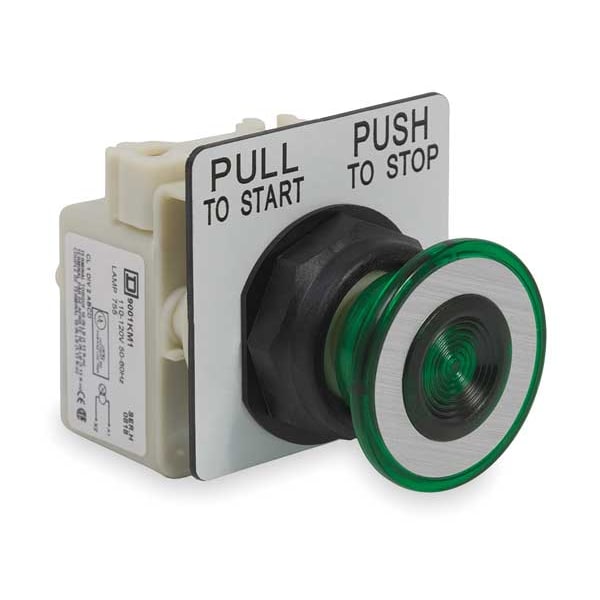 Operador de botón pulsador iluminado Schneider Electric, 30 mm, verde - 9001SKR9P1G