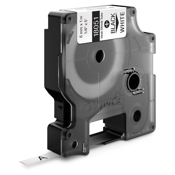 Dymo Rhino Continuous Label Roll Cartridge, Single Side, Polyolefin, 1/4 in x 5 ft, Black on White, Gloss - 18051