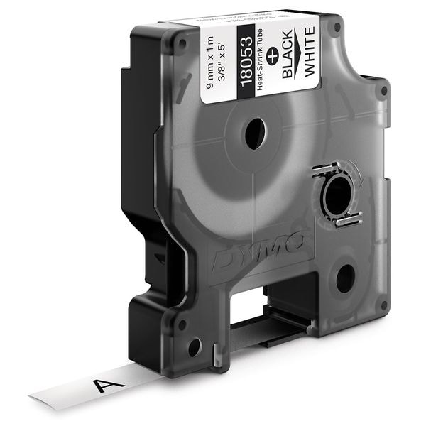 Dymo Rhino Continuous Label Roll Cartridge, Single Side, Polyolefin, 3/8 in x 5 ft, Black on White, Gloss - 18053
