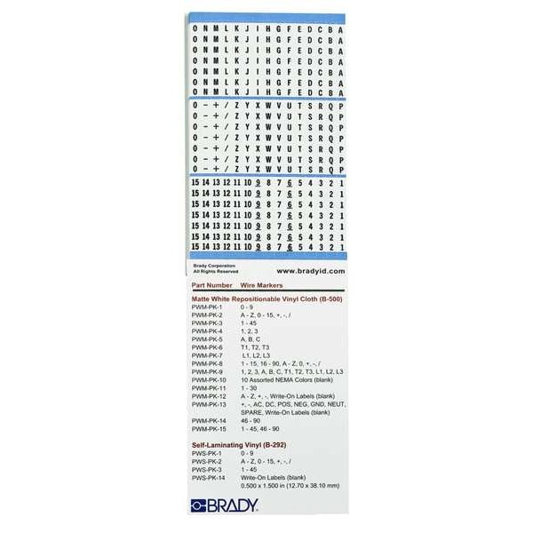 Brady Wire Marker Book, Preprintd, Self-Adhesiv, PWM-PK-2 - PWM-PK-2