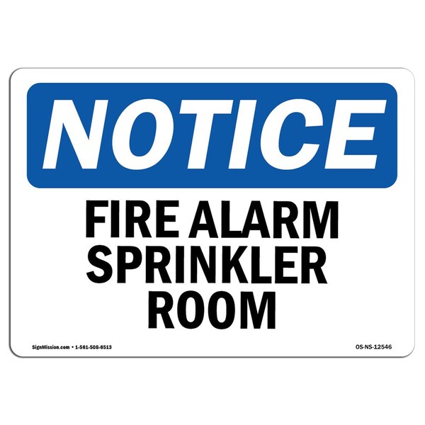 Signmission OSHA Notice, 5" Height, Fire Alarm Sprinkler Room Sign, 7" X 5", Landscape - OS-NS-D-57-L-12546