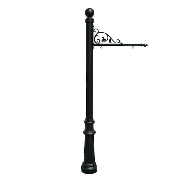 Qualarc Large Hanging Ranch Sign w/post, decorative Fluted base, Ball finial - SNPST-804-BL