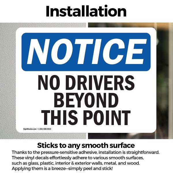 Signmission No Drivers Beyond This Point OSHA Notice Sign, Vinyl Decal, 7in W x 5in L, 2PK - OS-2PACK-NS-D-57-L-16073