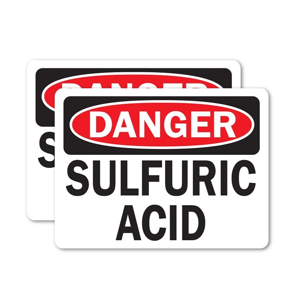 Signmission Sulfuric Acid Danger Sign, Vinyl Decal, 7in W x 5in L, 2PK - OS-2PACK-DS-D-57-L-19474