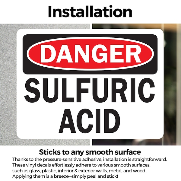 Signmission Sulfuric Acid Danger Sign, Vinyl Decal, 7in W x 5in L, 2PK - OS-2PACK-DS-D-57-L-19474