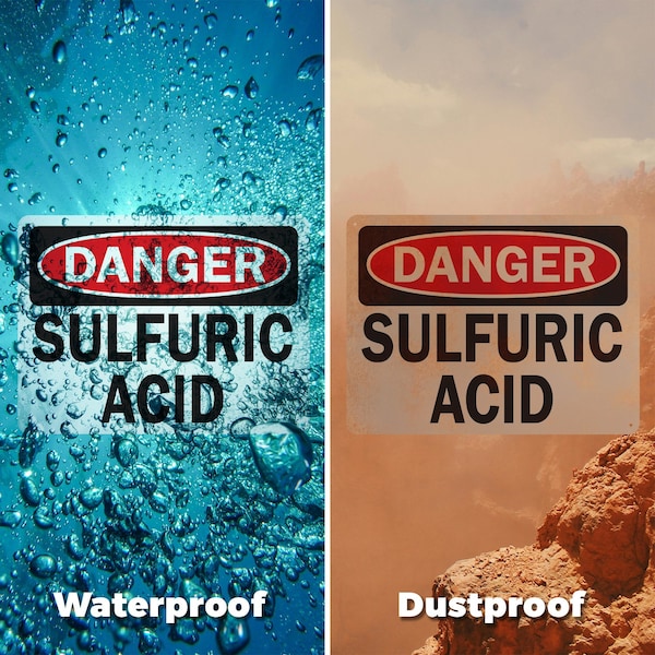 Signmission Sulfuric Acid Danger Sign, Vinyl Decal, 7in W x 5in L, 2PK - OS-2PACK-DS-D-57-L-19474