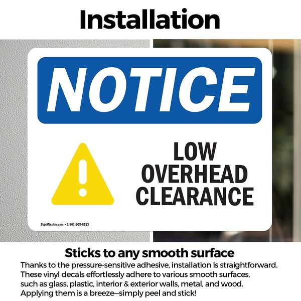 Signmission Low Overhead Clearance Sign With Symbol, 7 in W x Rectangle, Vinyl Decal - OS-2PACK-NS-D-57-L-14066