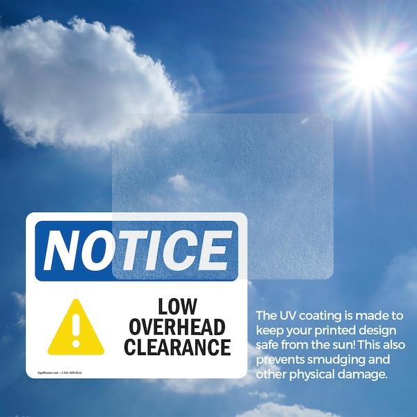 Signmission Low Overhead Clearance Sign With Symbol, 7 in W x Rectangle, Vinyl Decal - OS-2PACK-NS-D-57-L-14066