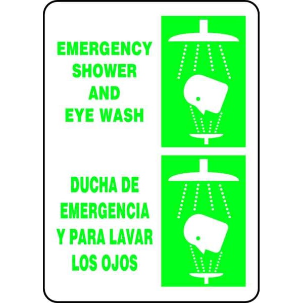 Accuform Emergency Shower And Eye Wash, Spanish-Bilingual Sign, 10" W x 14" H, Rectangle, SBMFSR502VA - SBMFSR502VA