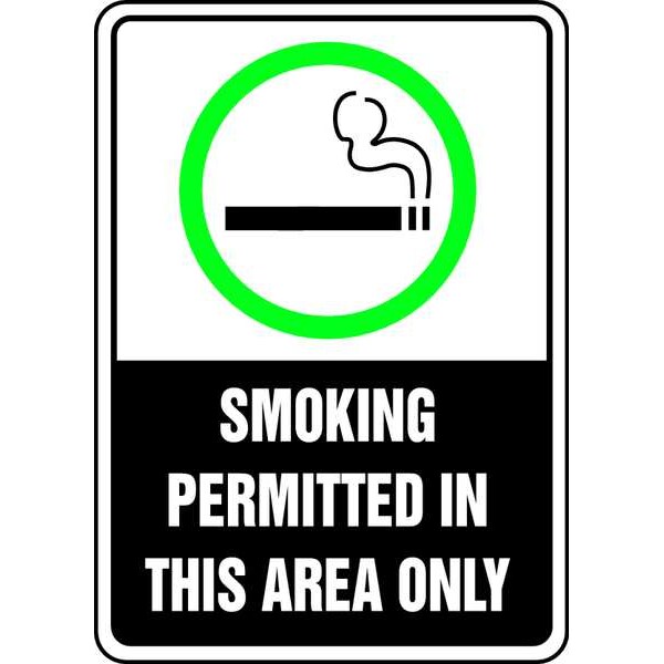Accuform Smoking Area Sign, 10" H, 7 in W, Rectangle, English, MSMK538VA - MSMK538VA