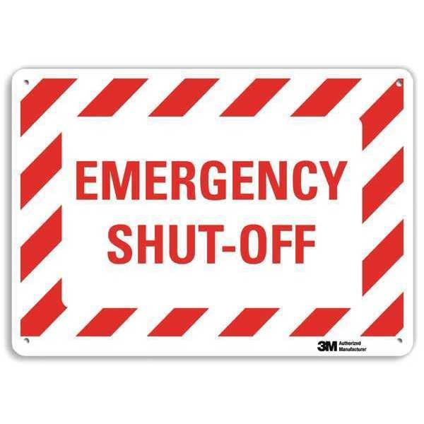 Lyle Emergency SHUT-OFF, 10 in x 14 in, Horizontal Rectangle, Aluminum, U7-1060-NA_14x10 - U7-1060-NA_14X10