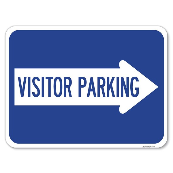 Signmission Visitor Parking W/ Right Arrow Heavy-Gauge Aluminum Rust Proof Parking Sign, 18" x 24", A-1824-24376 - A-1824-24376