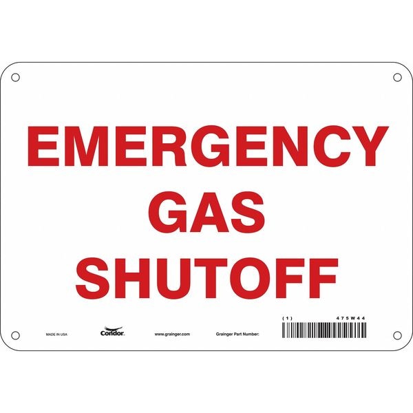Condor EMERGENCY GAS SHUTOFF, 10 in W x 7 in H, Vertical Rectangle, Polyethylene, 475W44 - 475W44
