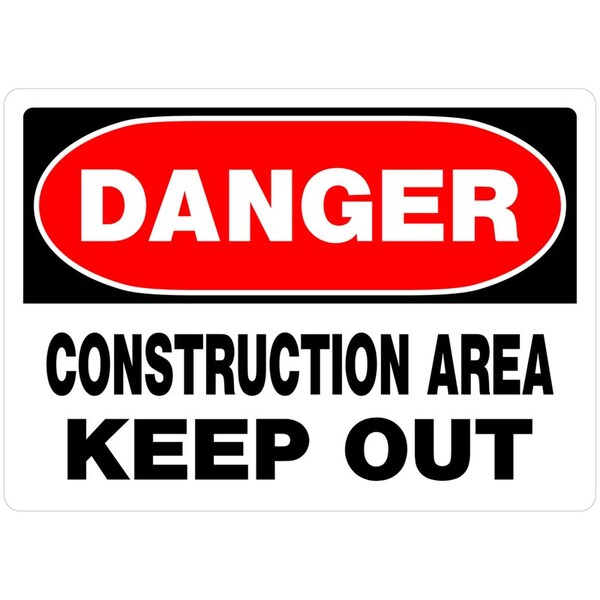 Hillman HILLMAN English White Construction Sign 10 in. H X 14 in. W - 842054