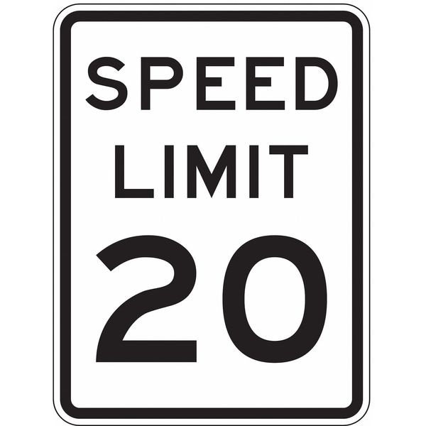 Lyle Speed Limit 20 Traffic Sign, 24 in H, 18 in W, Aluminum, Vertical Rectangle, R2-1-20-18HA - R2-1-20-18HA