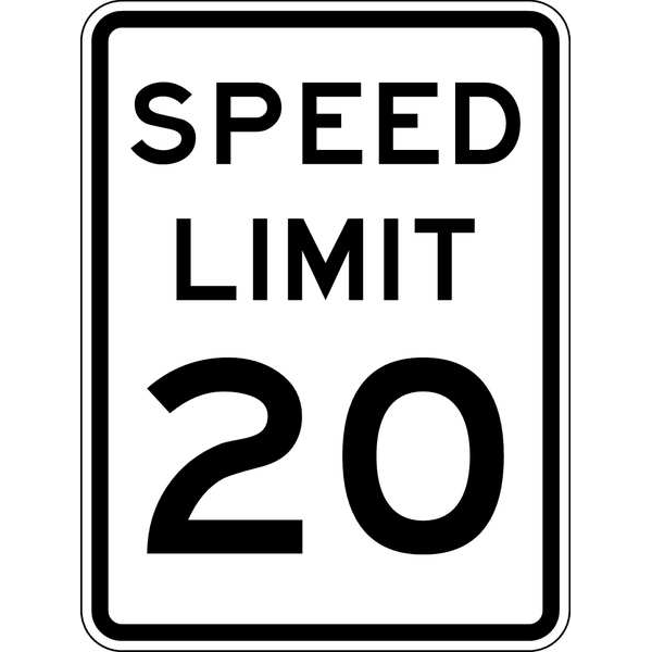 Lyle Speed Limit 20 Traffic Sign, 24 in H, 18 in W, Aluminum, Vertical Rectangle, R2-1-20-18HA - R2-1-20-18HA
