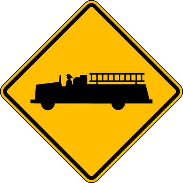 Lyle Fire Truck Crossing Traffic Sign, 24 in Height, 24 in Width, Aluminum, Diamond, No Text - W11-8-24HA