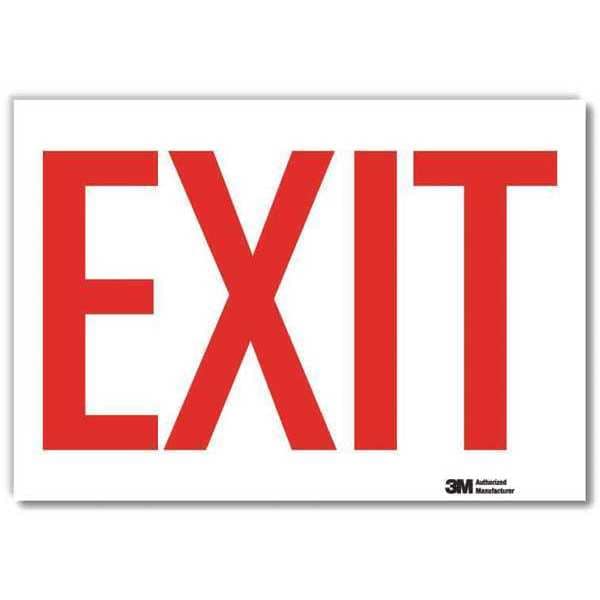 Lyle Exit Sign, Vinyl, 10" W, 7" H, Exit, White - U1-1008-RD_10X7