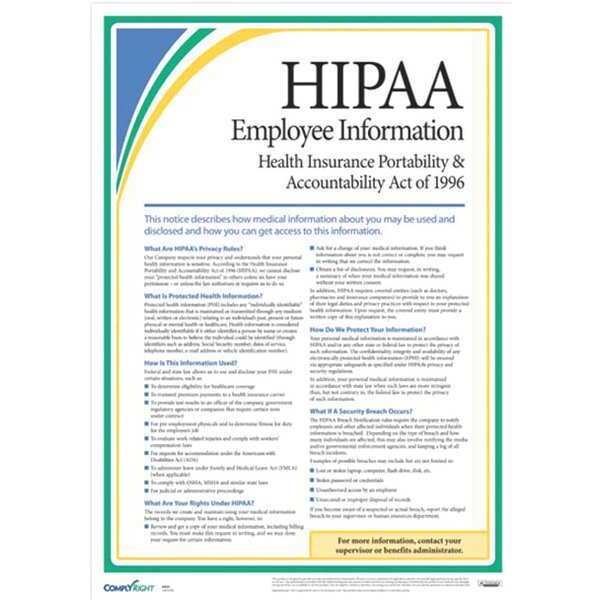 Complyright Employee Information Poster, 17 in H x, 24 in W, Plastic - AR0953