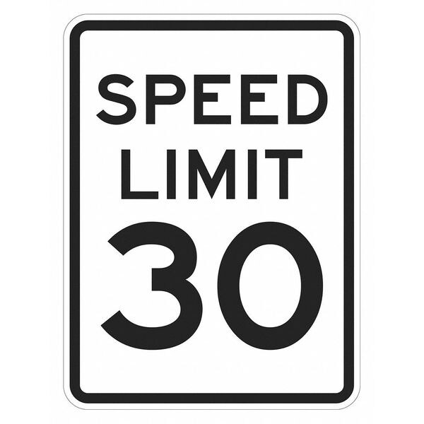 Lyle Speed Limit 30 Traffic Sign, 24 in H, 18 in W, Aluminum, Vertical Rectangle, T1-5023-EG_18x24 - T1-5023-EG_18X24